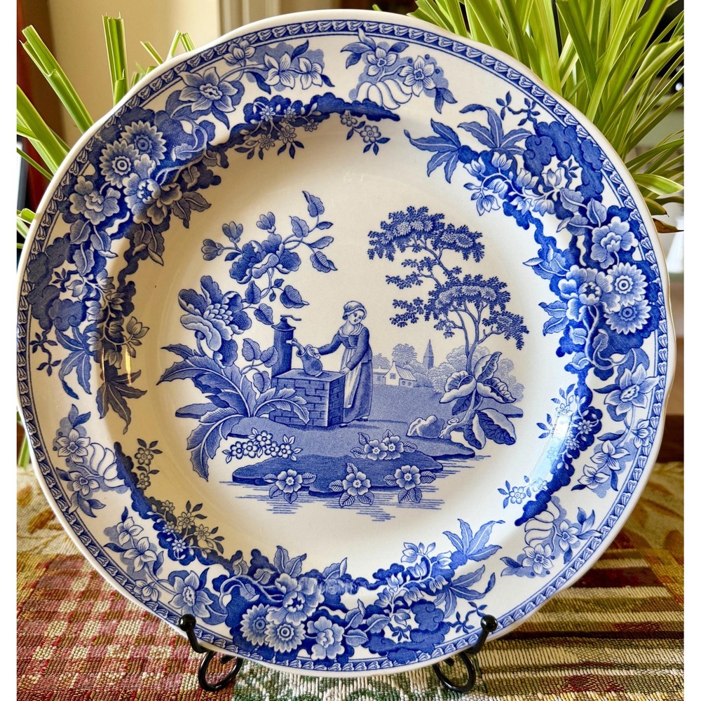 Spode Blue Room Collection Dinner Plate 10.5 Inches Blue White Transferware